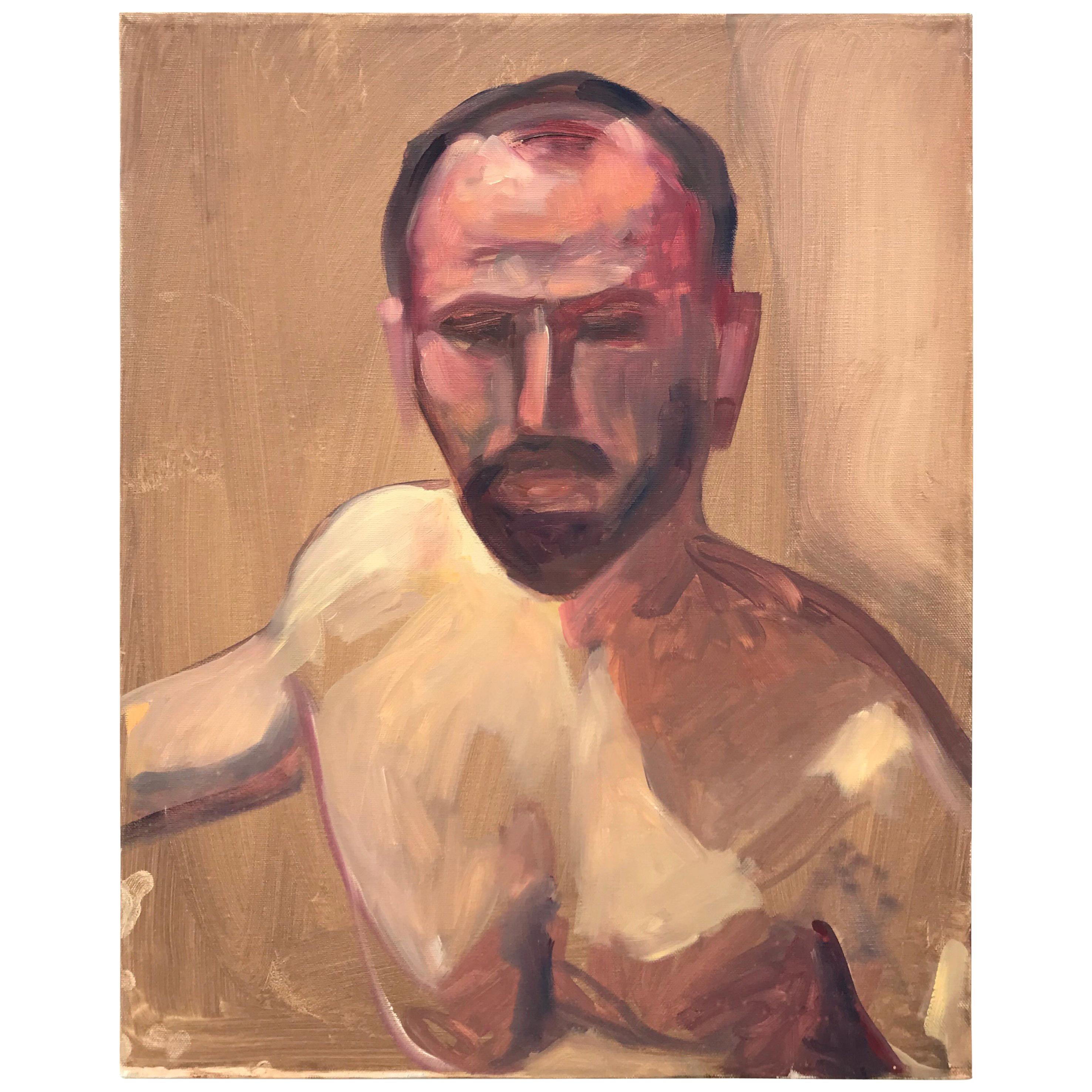 Acrylic on Canvas Nude Portrait Painting of “Doug” For Sale