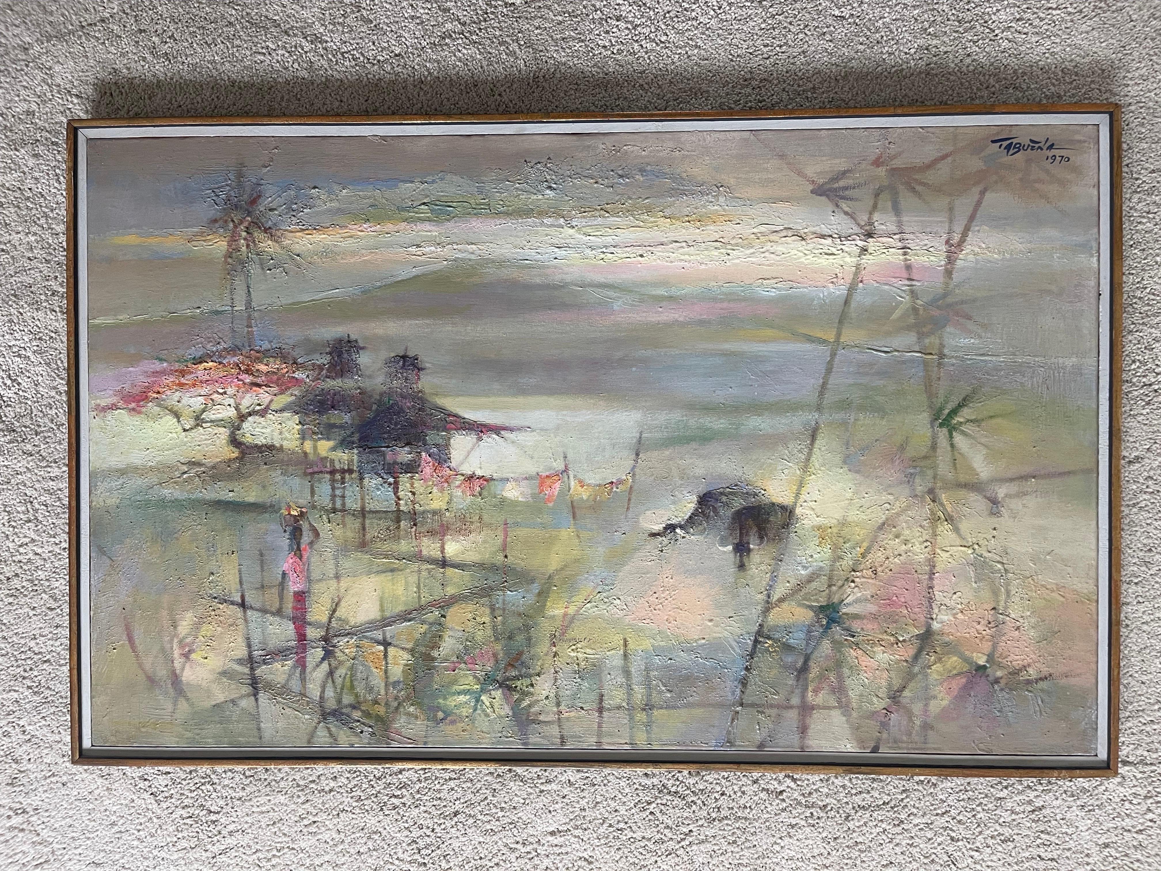 Acryl auf Leinwand Originalgemälde „Gebäudebrücke“ von Romeo Villalva Tabuena im Angebot 3