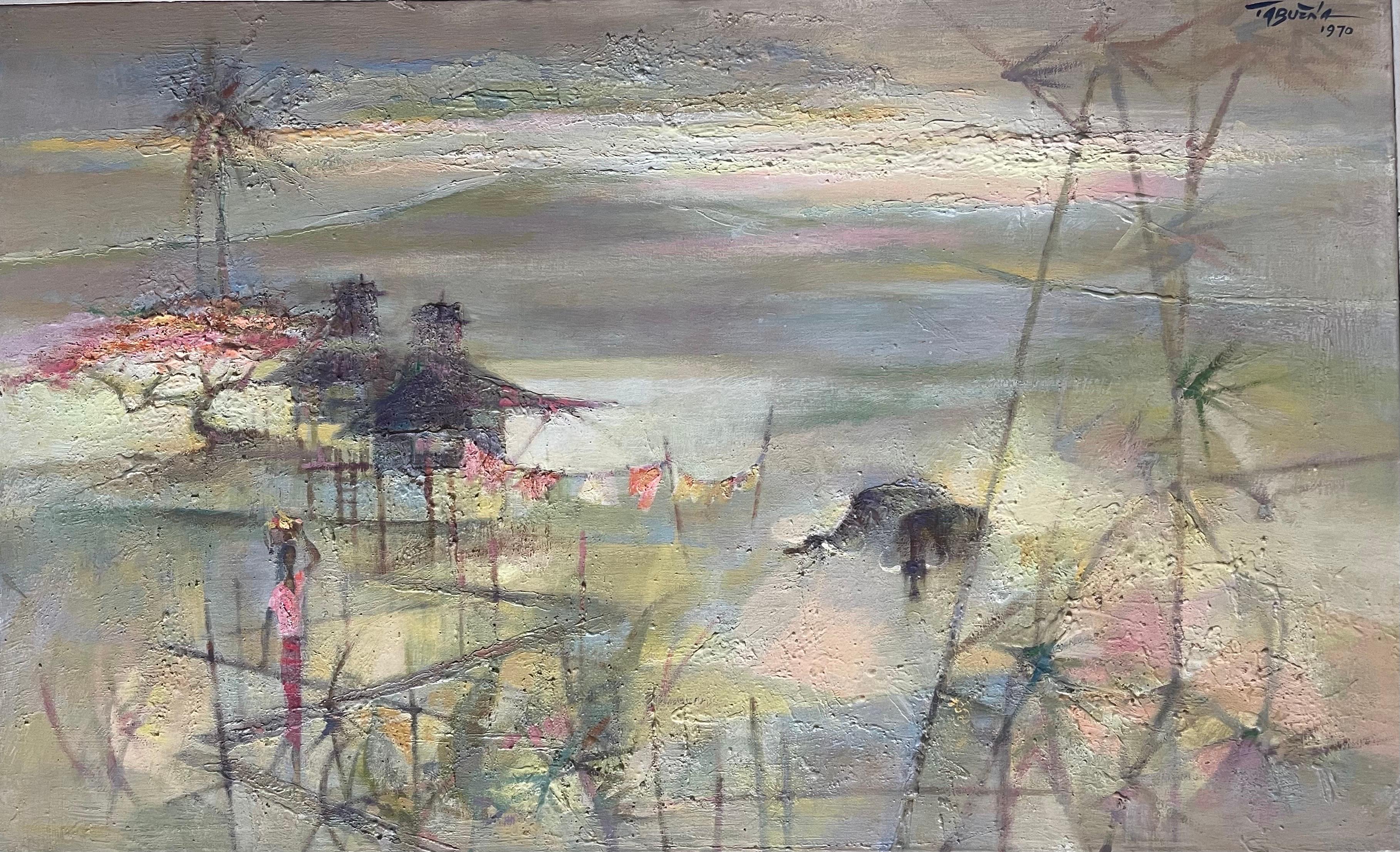 Acryl auf Leinwand Originalgemälde „Gebäudebrücke“ von Romeo Villalva Tabuena im Angebot 4