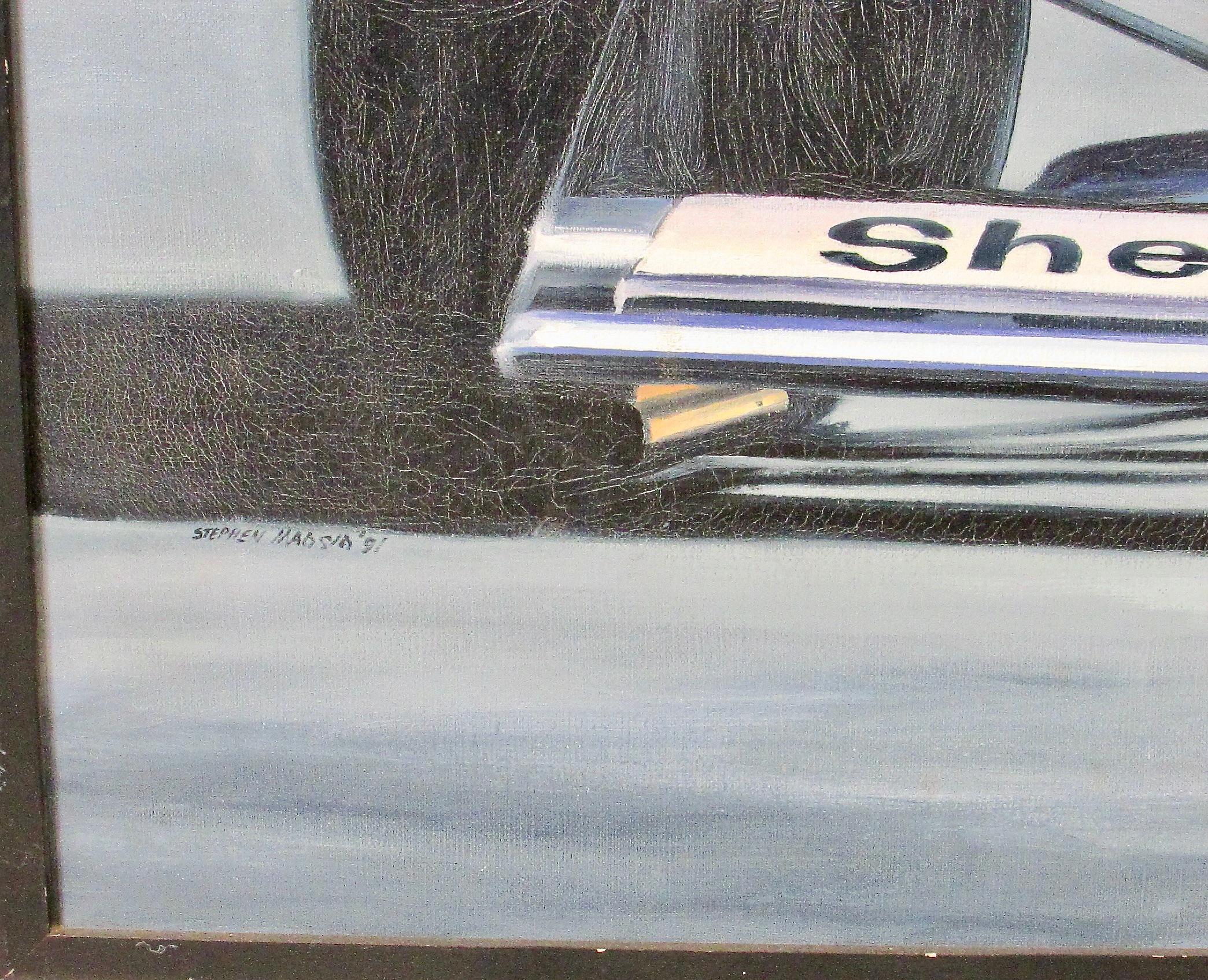 Industrial Acrylic on Canvas Painting Ayrton Senna Formula One McClaren Marlboro Race car For Sale