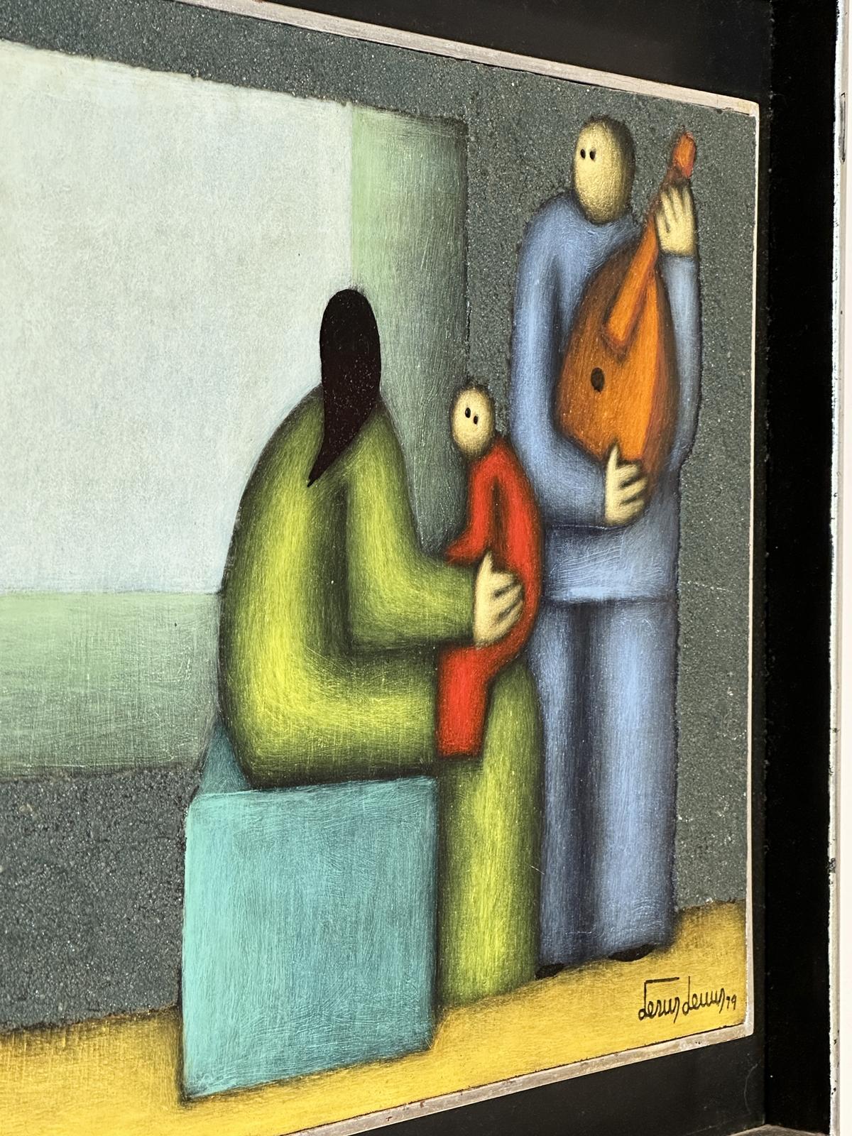 Acrílico sobre masonita Pintura de Jesus Leuus, México Años 70 en venta 4