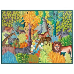 Acrylic Painting on Canvas of a Jungle Scene