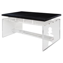 Acrylic Partners Desk with Embossed Crocodile Leather Top, Floor Model Sale