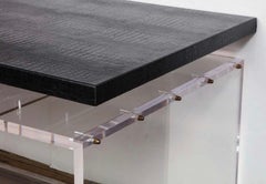 Acrylic Partners Desk with Embossed Crocodile Leather Top, Floor Model Sale