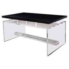 Acrylic Partners Desk with Embossed Crocodile Leather Top, Floor Model Sale