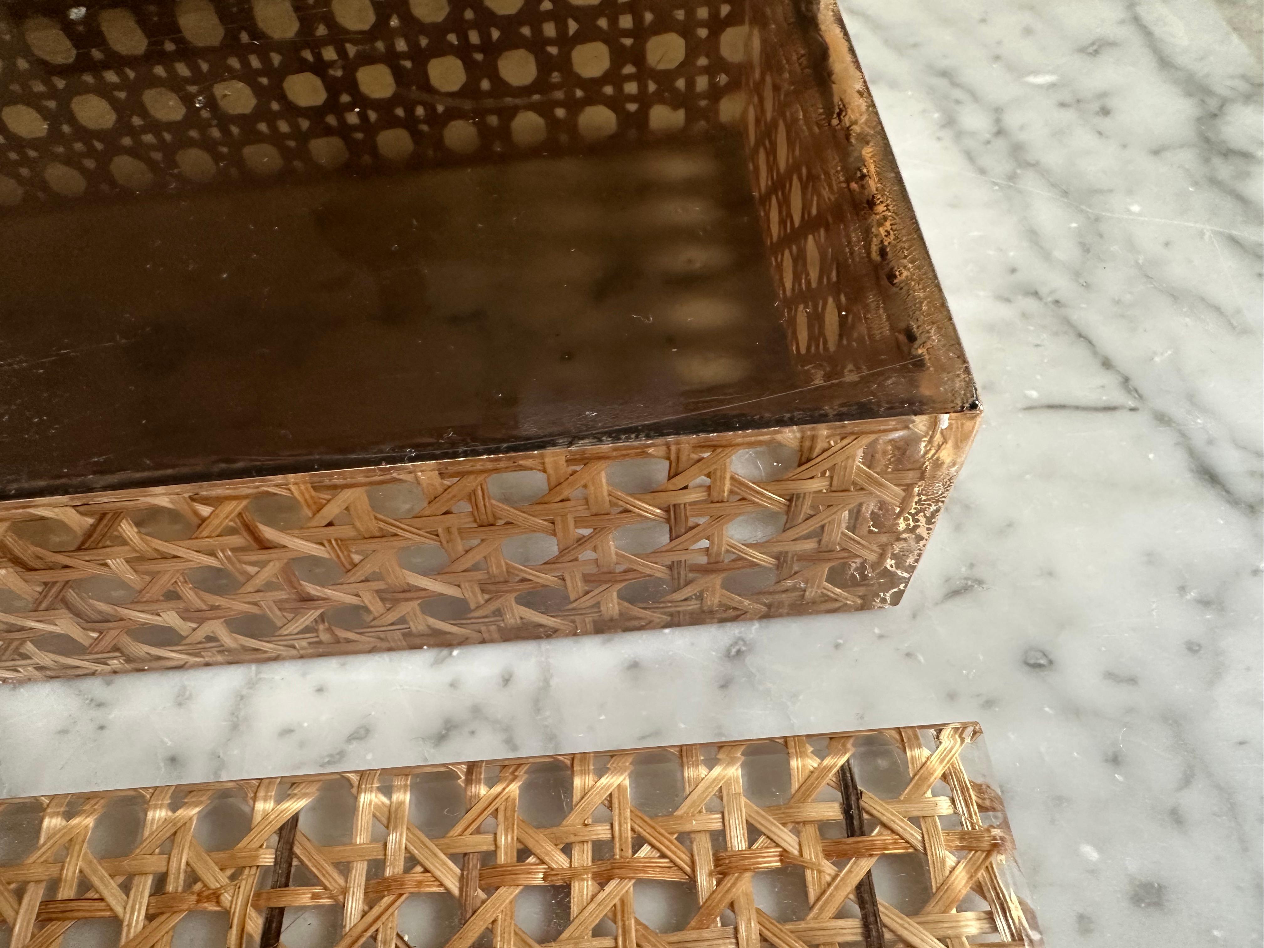 Acrylic Rattan-Effect Box, 1970s For Sale 4