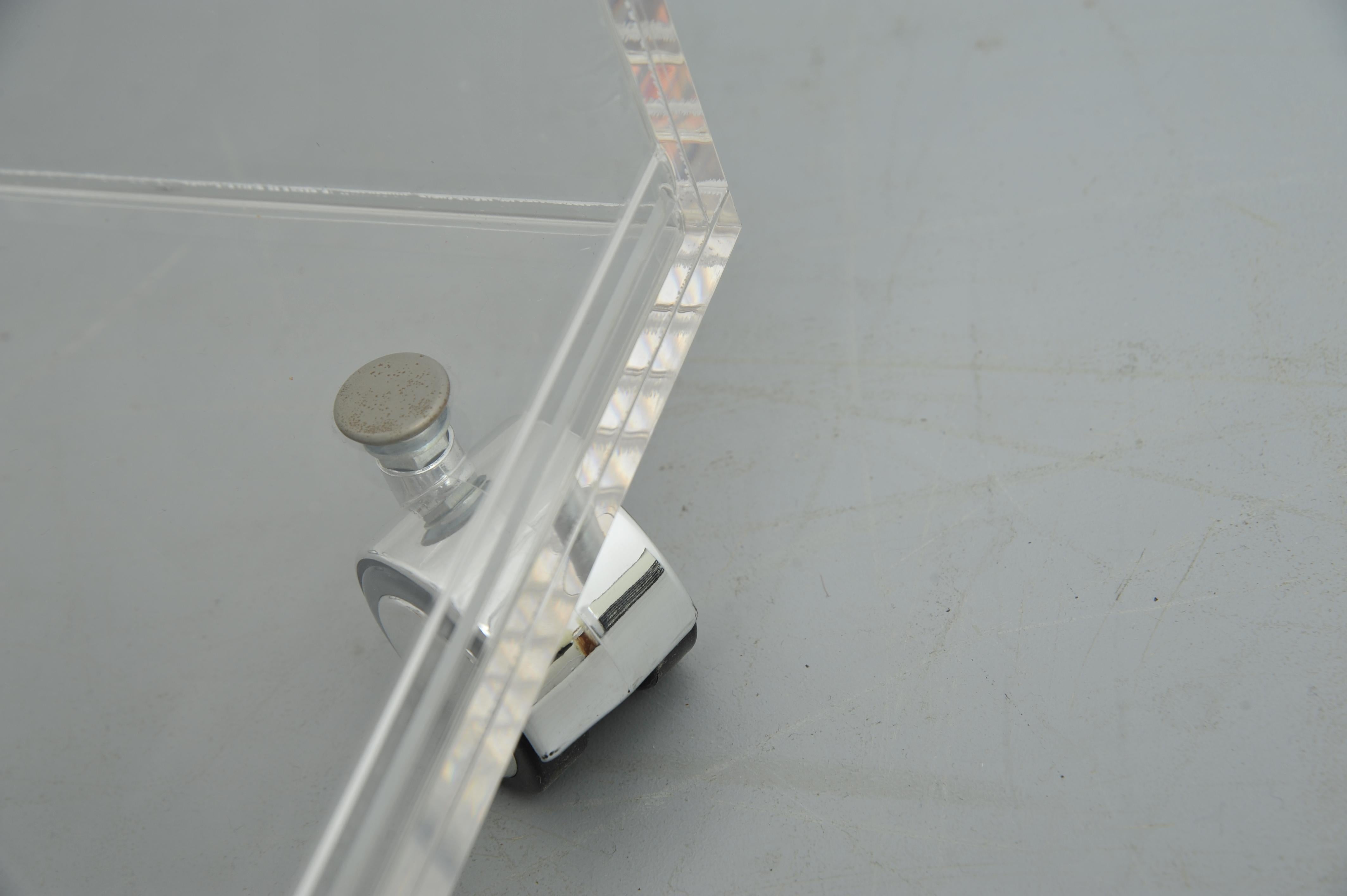 Acrylic Rolling Table with Four Drawers, Modern Design For Sale 4