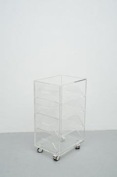 Acryl-Rolltisch mit vier Schubladen, modernes Design