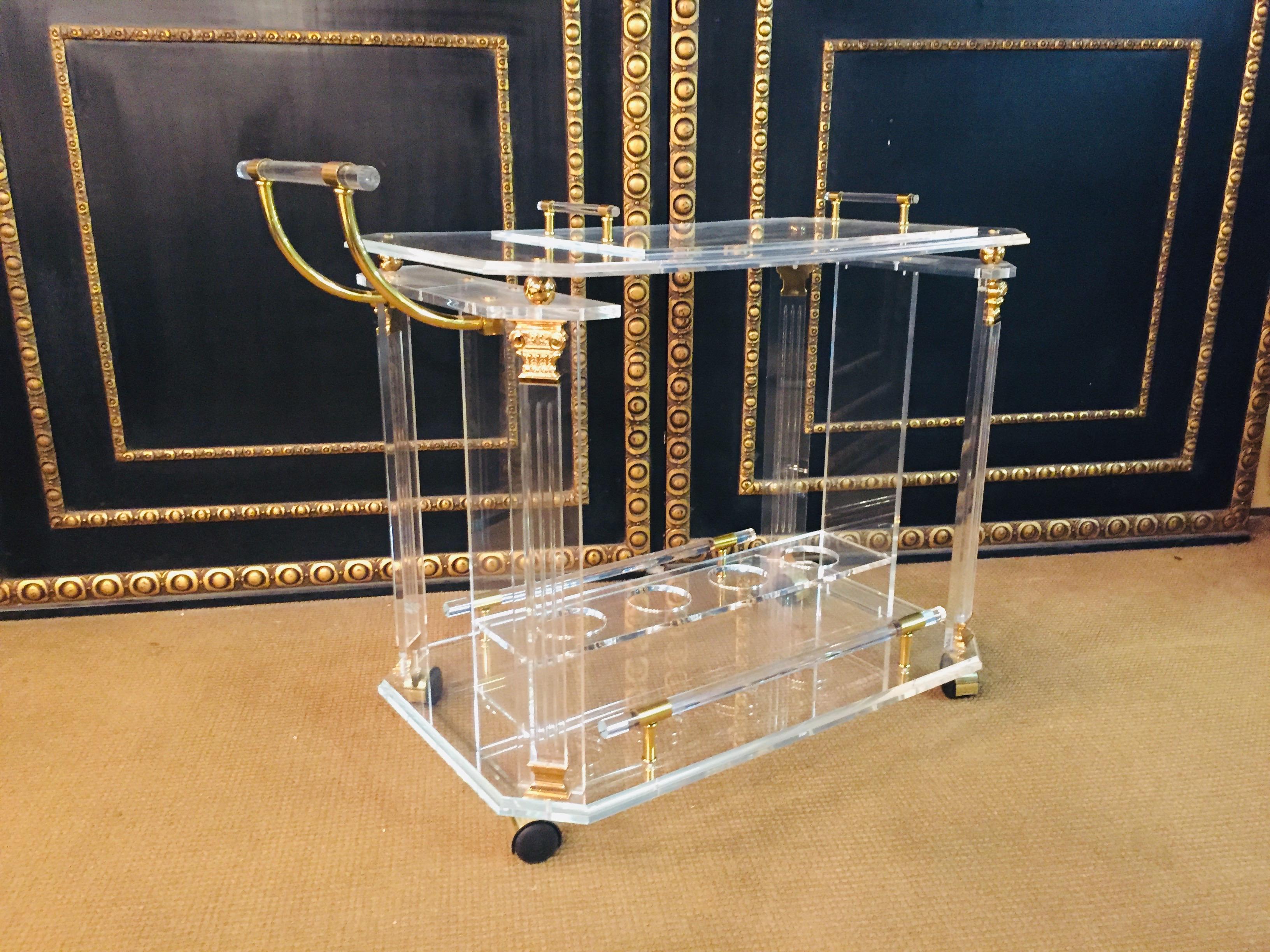 German Acrylic Serving Table with Removable Tray