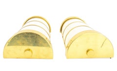 Acrylic Shade Brass Mounted Wall Sconces, Pair