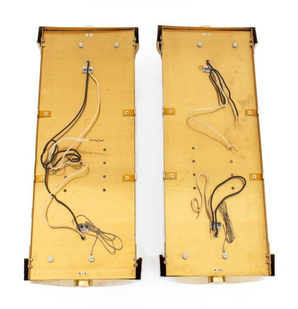 Modern Acrylic Shade Brass Mounted Wall Sconces, Pair For Sale