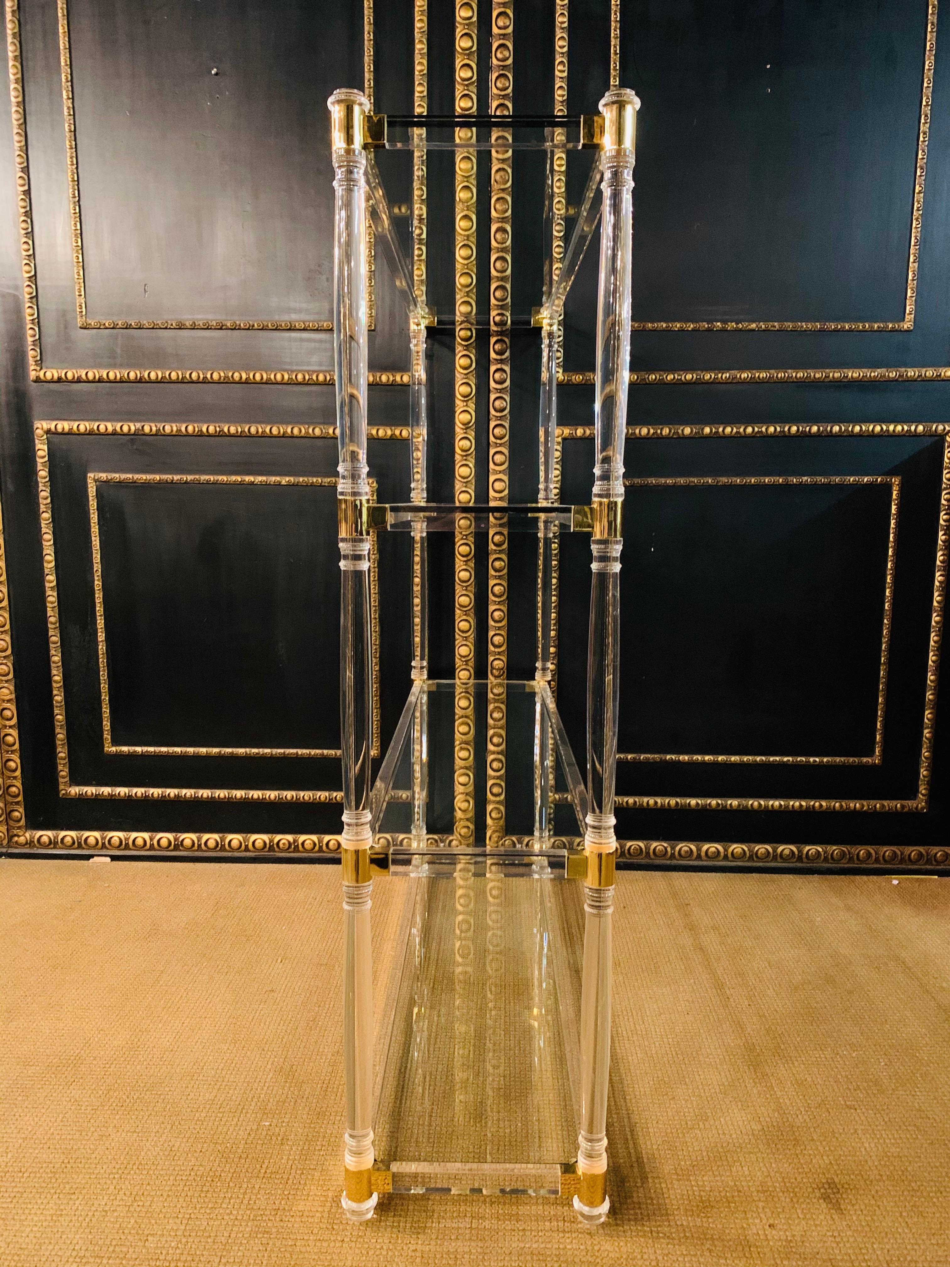 Acrylic Shelf with Gold Elements and 4 Columns For Sale 3