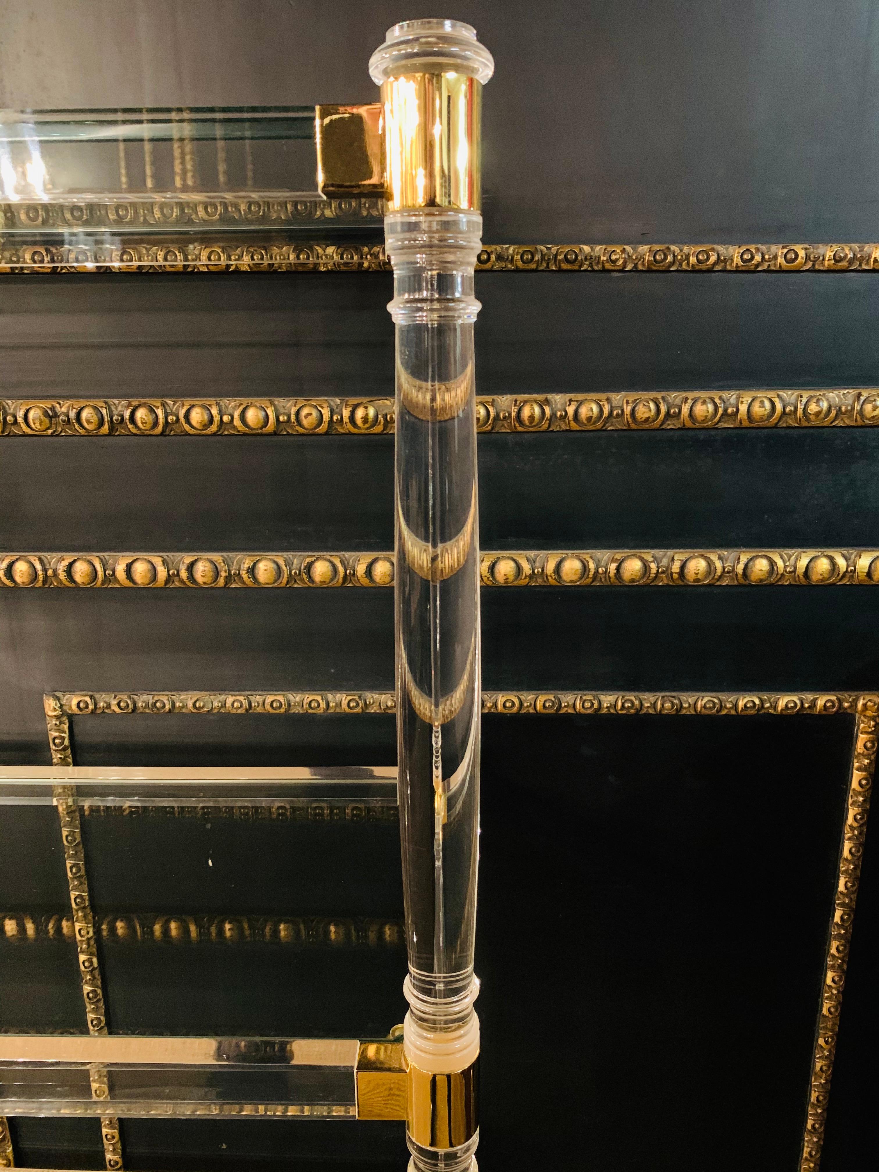 Italian Acrylic Shelf with Gold Elements and 4 Columns For Sale