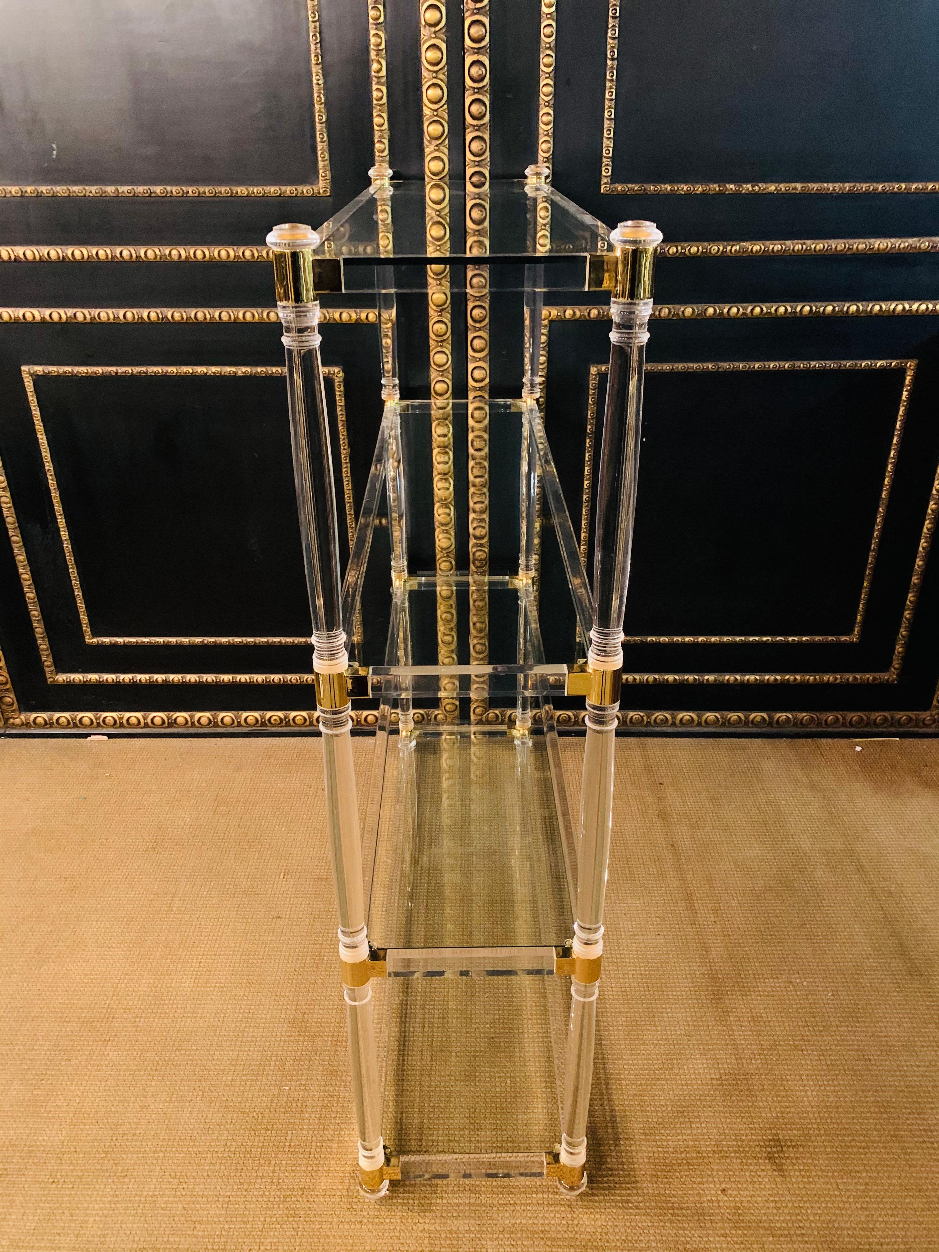 20th Century Acrylic Shelf with Gold Elements and 4 Columns For Sale