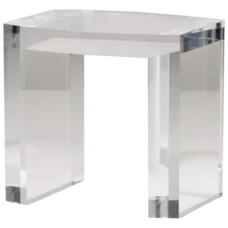 Acrylic Side Table Solid Italian End Table Clear Lucite For Sale