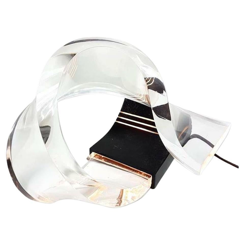 Acrylic Swirl Table Lamp Design Gaetano Missaglia, 1970s For Sale