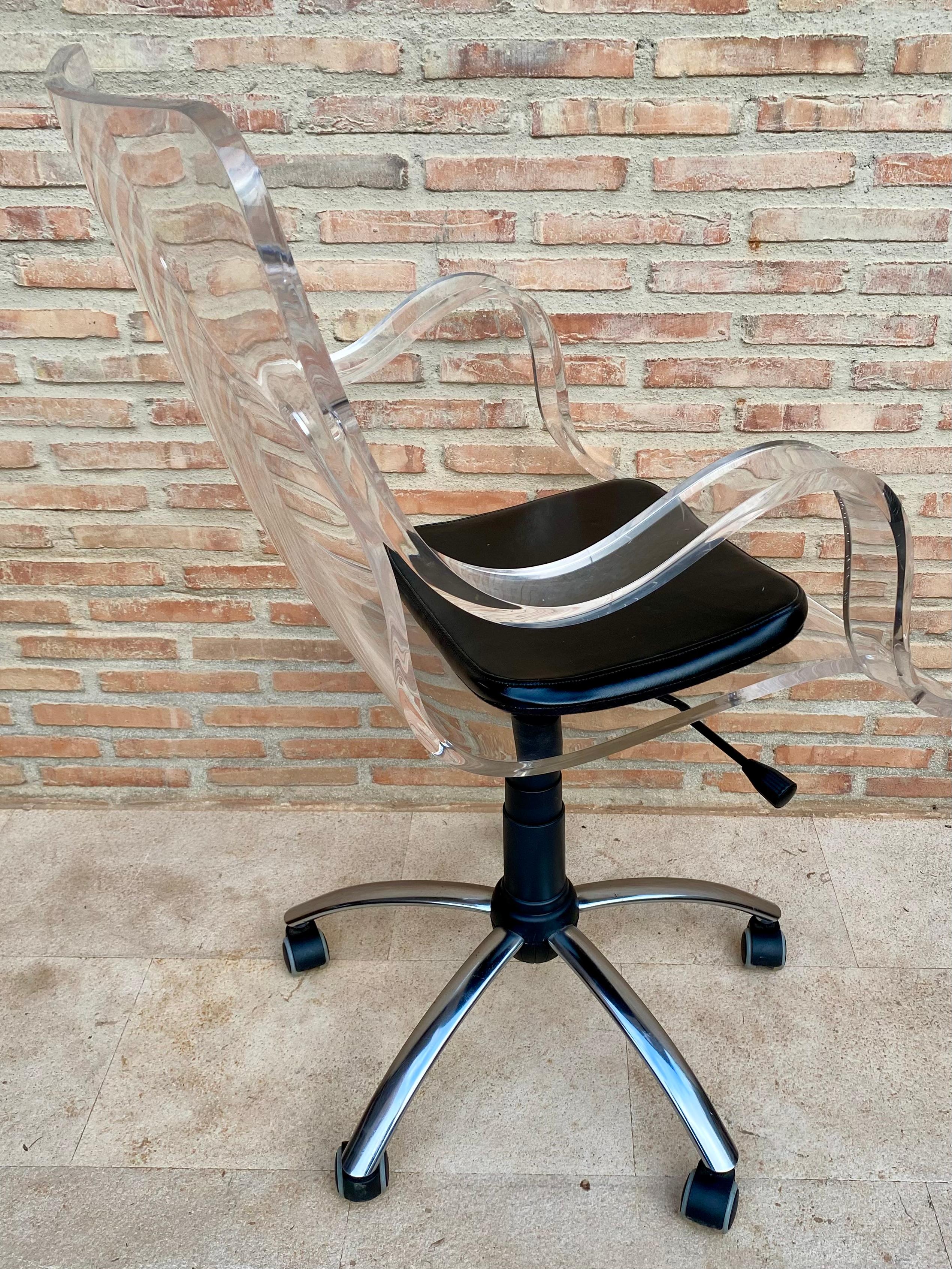20th Century Acrylic Swivel Chair with Wheels, 1960s For Sale