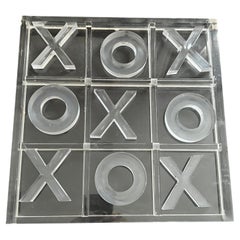 Vintage Acrylic Tic Tac Toe Board and Pieces X's O's