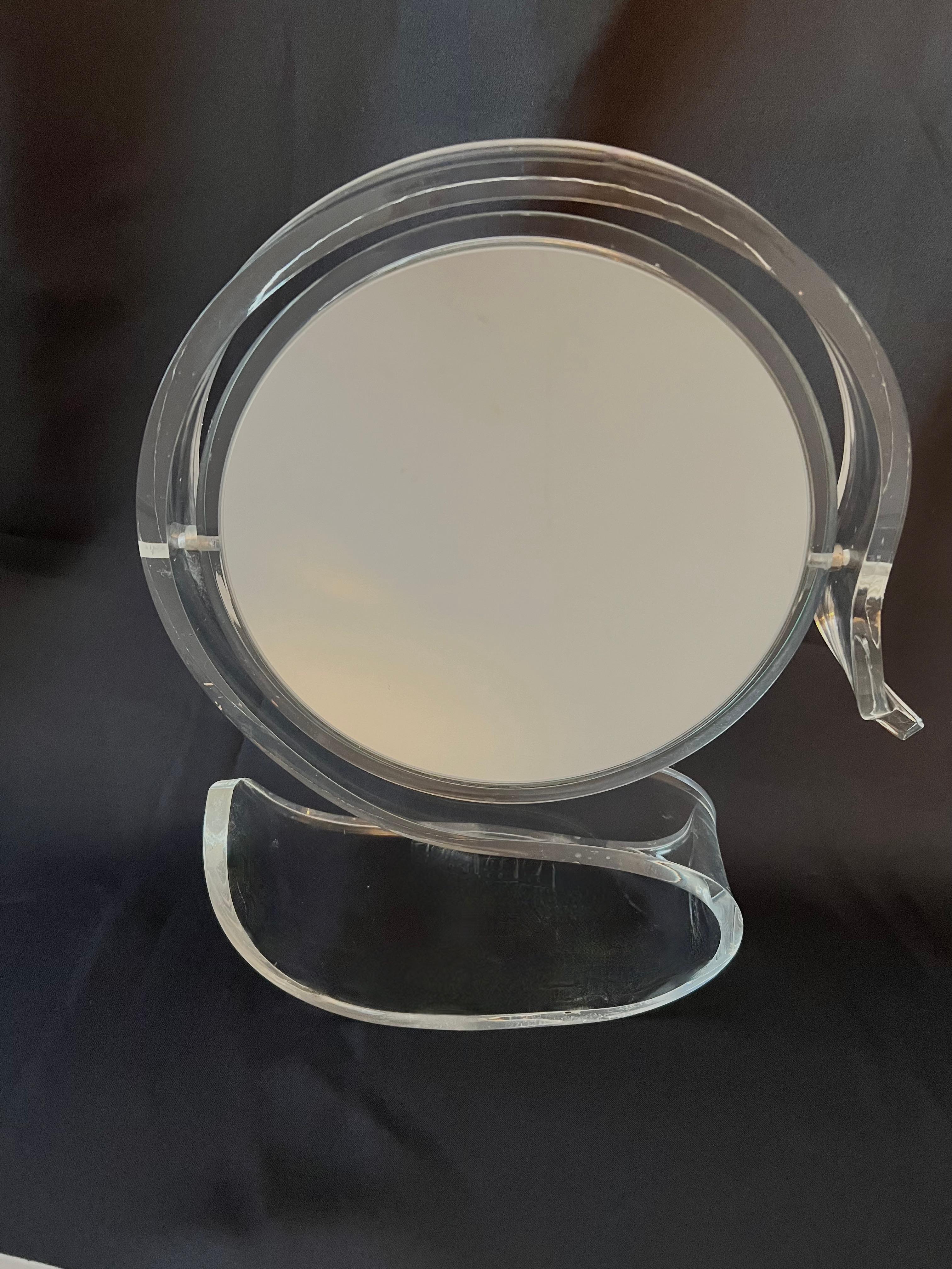20th Century Acrylic Two Sided Mirror with Magnification - Swan Shape Vanity Mirror For Sale