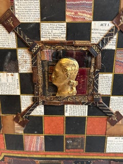 Akt 1 Gemischte Mediencollage auf antikem Spielbrett