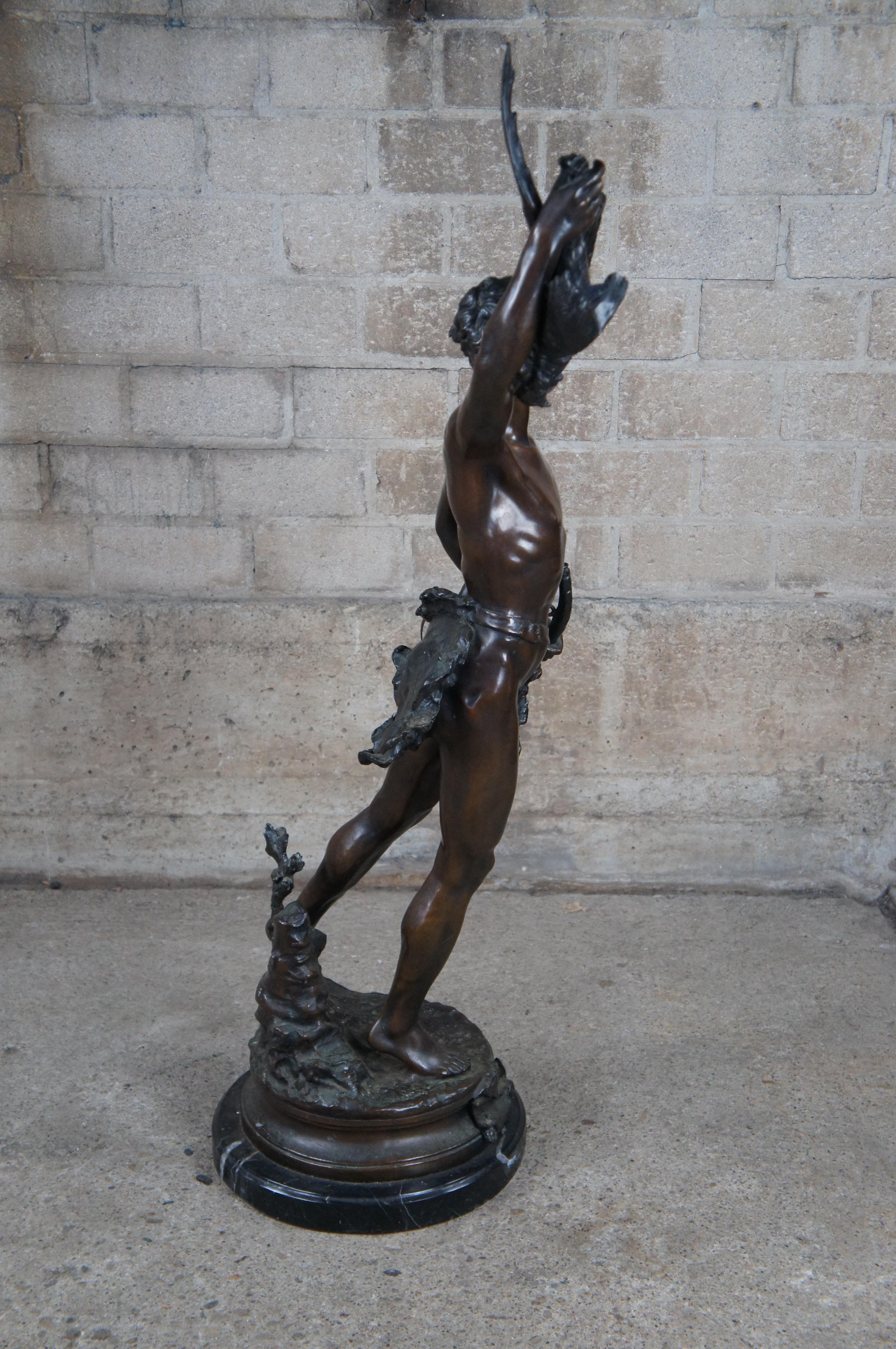 Französische Bronzeskulptur „ Acteon Greek Hunter“ von Adrien Etienne Gaudez, griechischer Jäger, 46