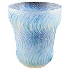 Actinia an Electric Blue Opalescent Glass Vase by Rene Lalique