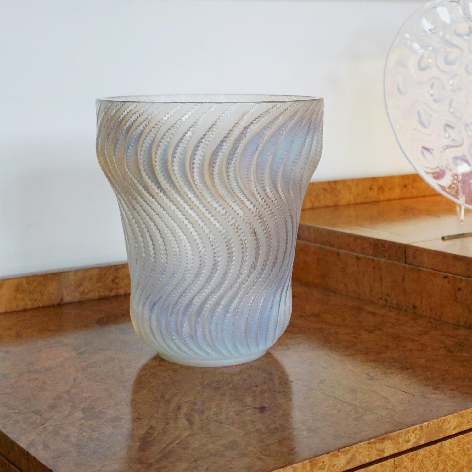 Art Deco 'Actinia' an Opalescent Glass Vase by René Lalique, Circa 1935 For Sale