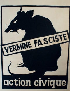 Action Civique Vermine Fasciste May 1968 Original Vintage Poster