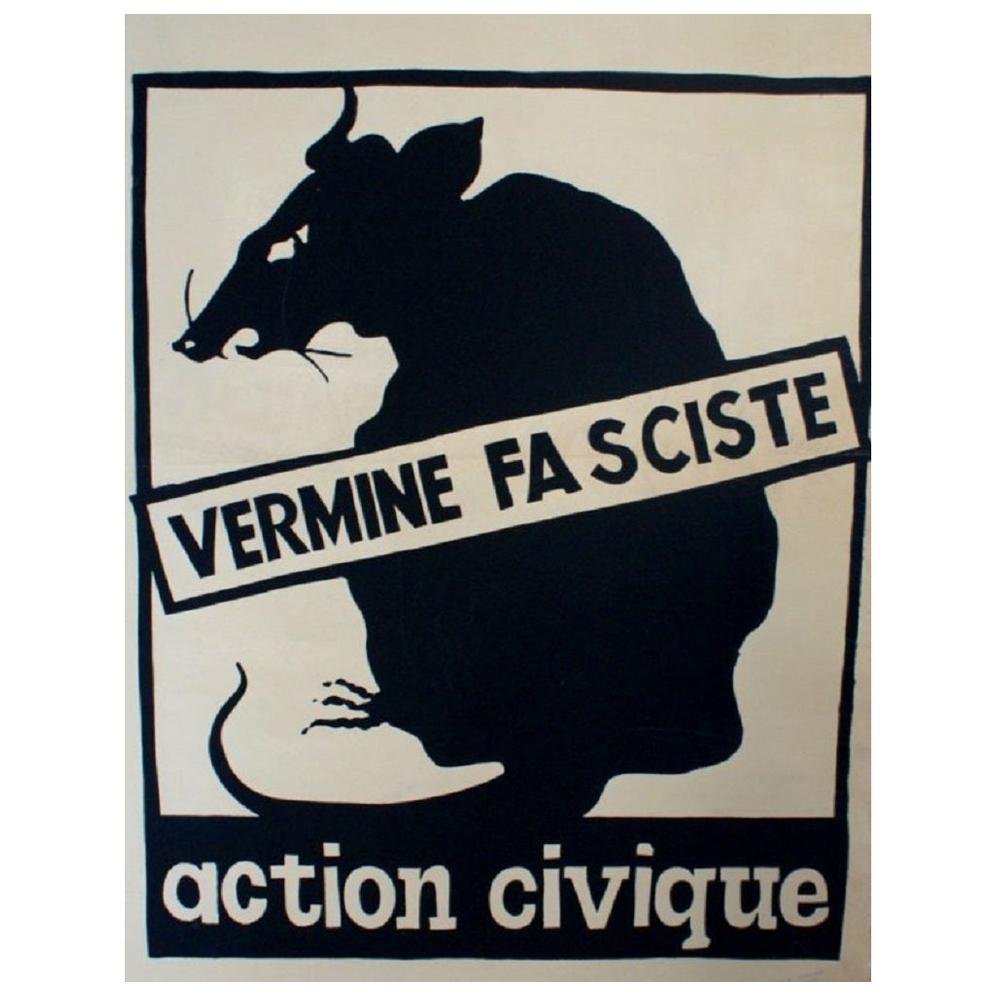 Action Civique Vermine Fasciste May 1968 Original Vintage Poster