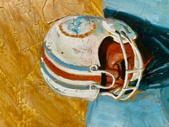 Action Portrait Larry Csonka 1972 Undefeated Miami Dolphins, Oil on Board