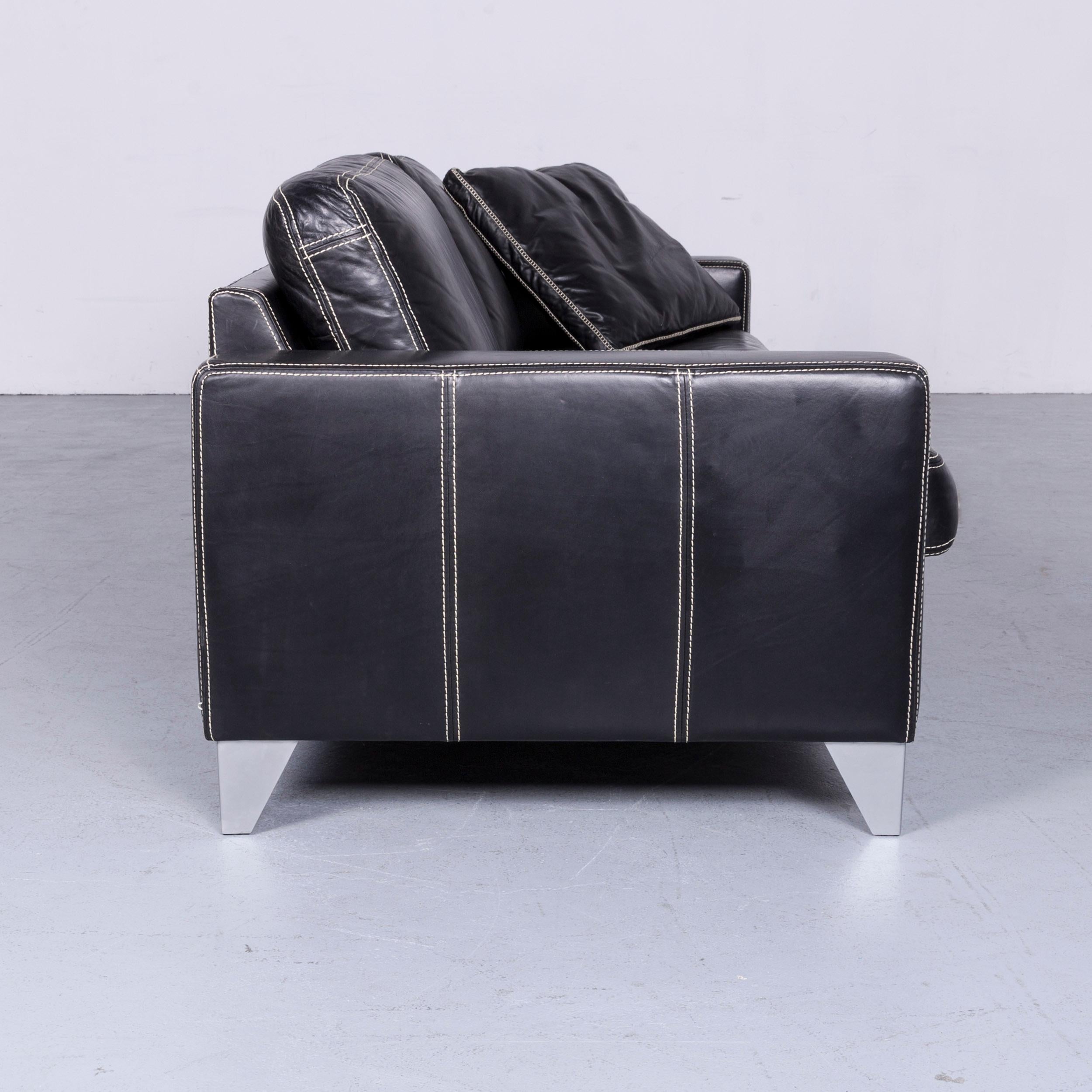 Activineo Designer Leather Sofa Black Two-Seat Couch For Sale 5