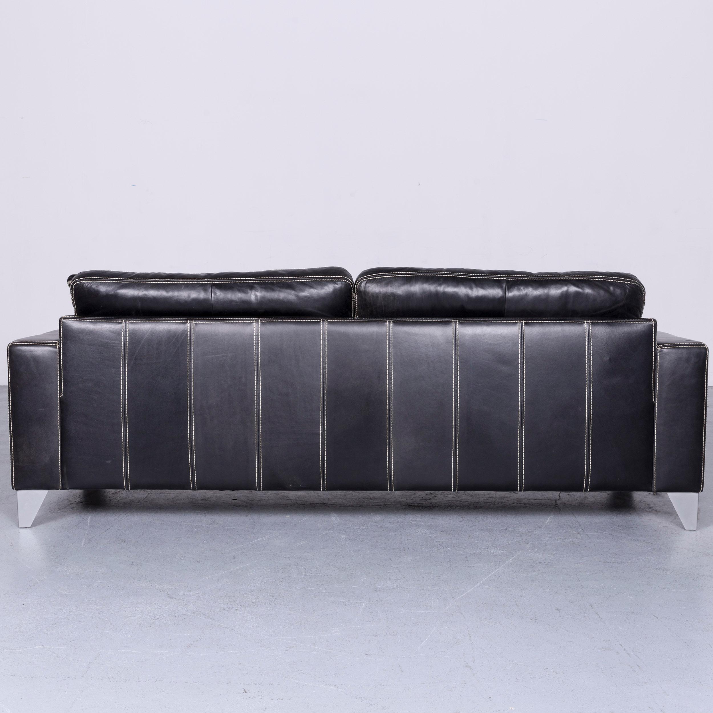 Activineo Designer Leather Sofa Black Two-Seat Couch For Sale 6