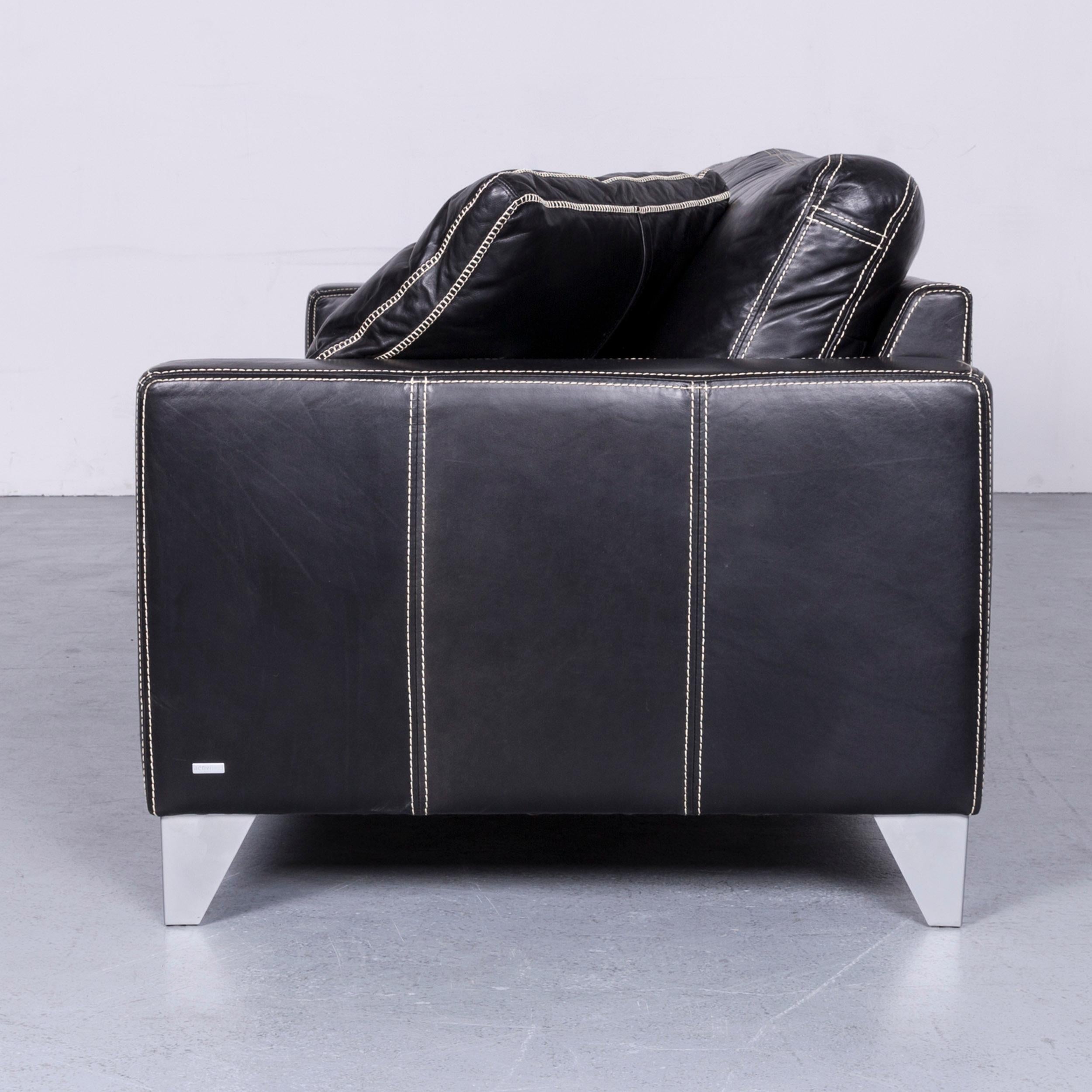 Activineo Designer Leather Sofa Black Two-Seat Couch For Sale 7