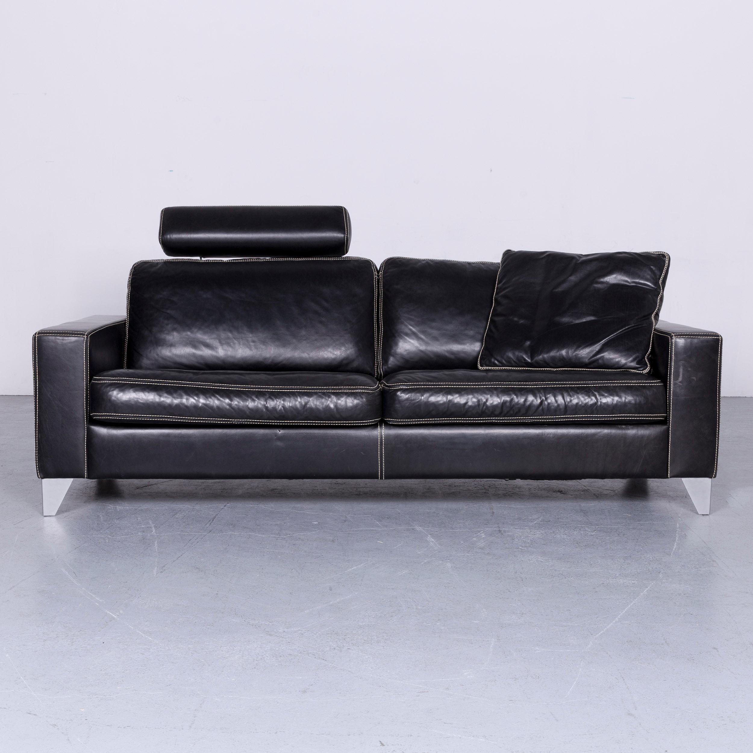 We bring to you an activineo designer leather sofa black two-seat couch.