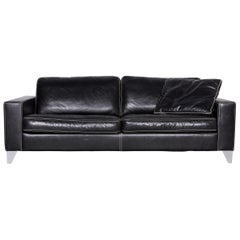 Activineo Designer Leather Sofa Black Two-Seat Couch