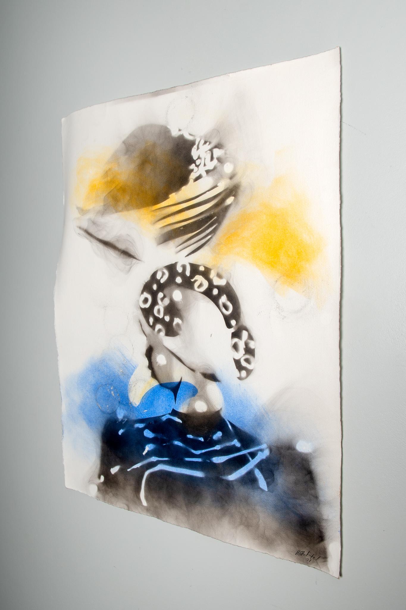 I heard culture, Actofel Ilovu, Smoke and pastel on fabriano paper - Gray Figurative Print by Actofel Ilovu 