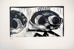 I see Covid 19, Actofel Ilovu, Linoleum block print on fabriano paper