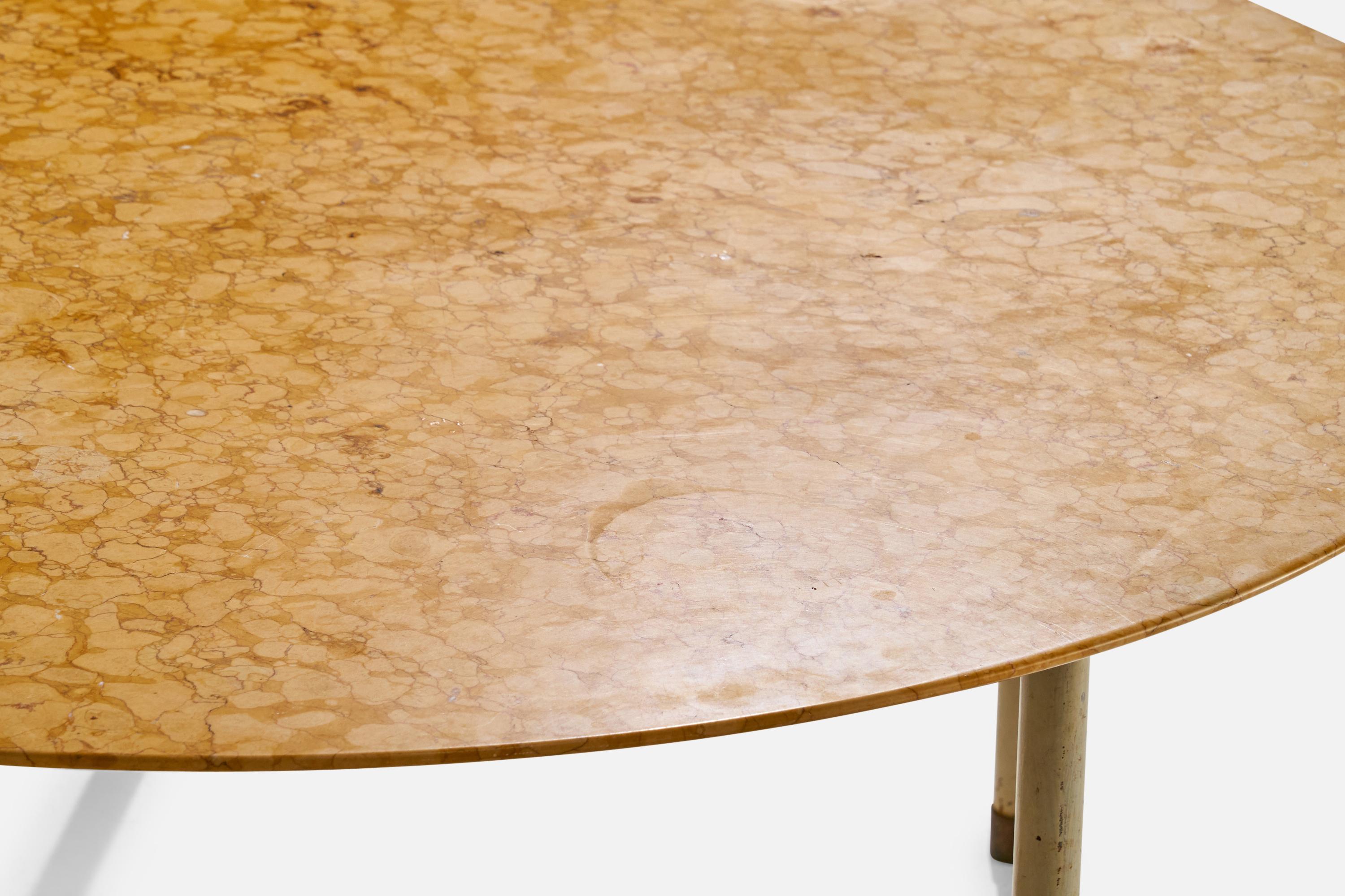 Danois Acton Bjørn, table basse, marbre, acier, laiton, Danemark, années 1950 en vente