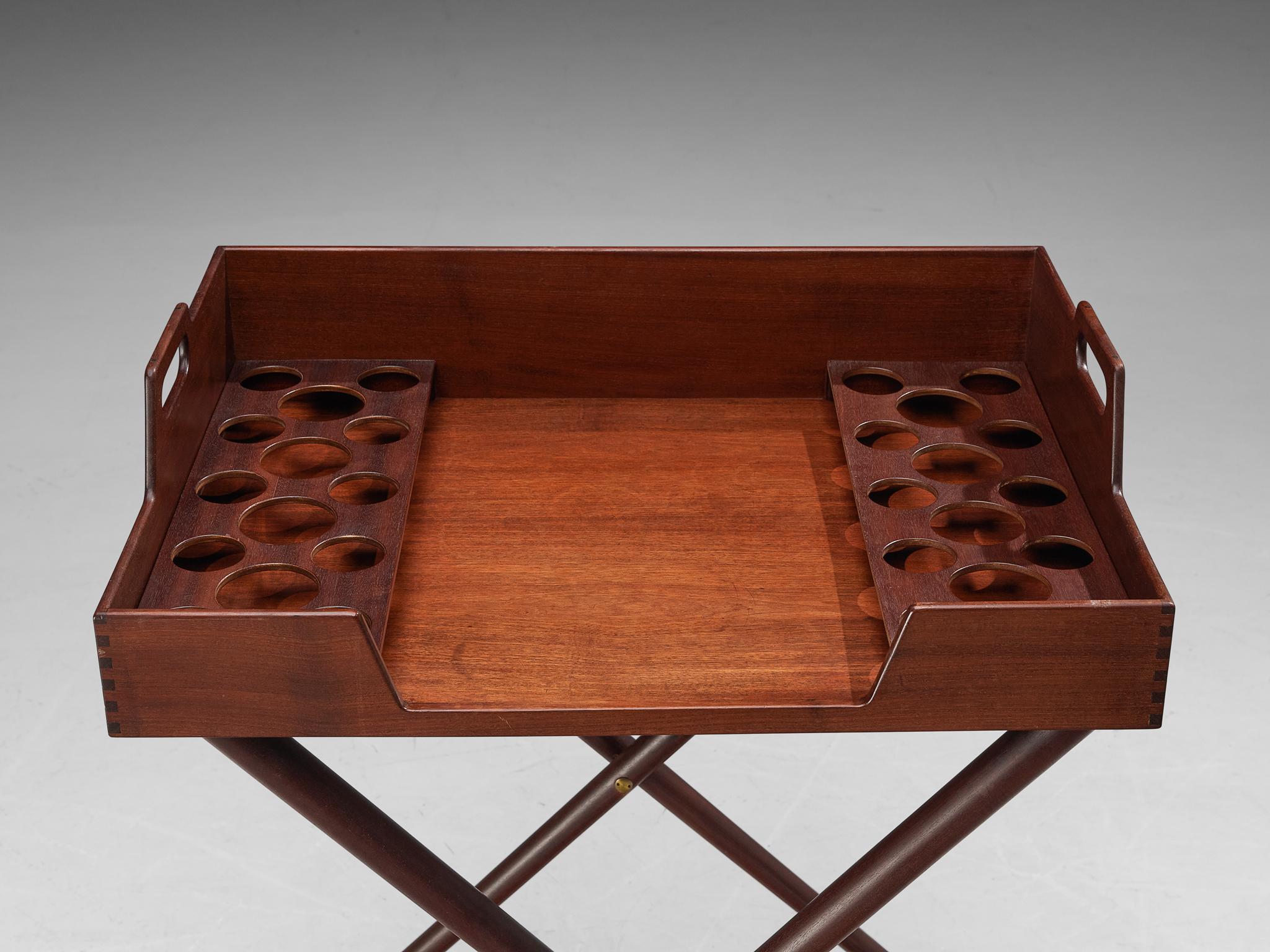 Scandinavian Modern Acton Bjørn Extremely Rare Tray Table in Teak and Brass