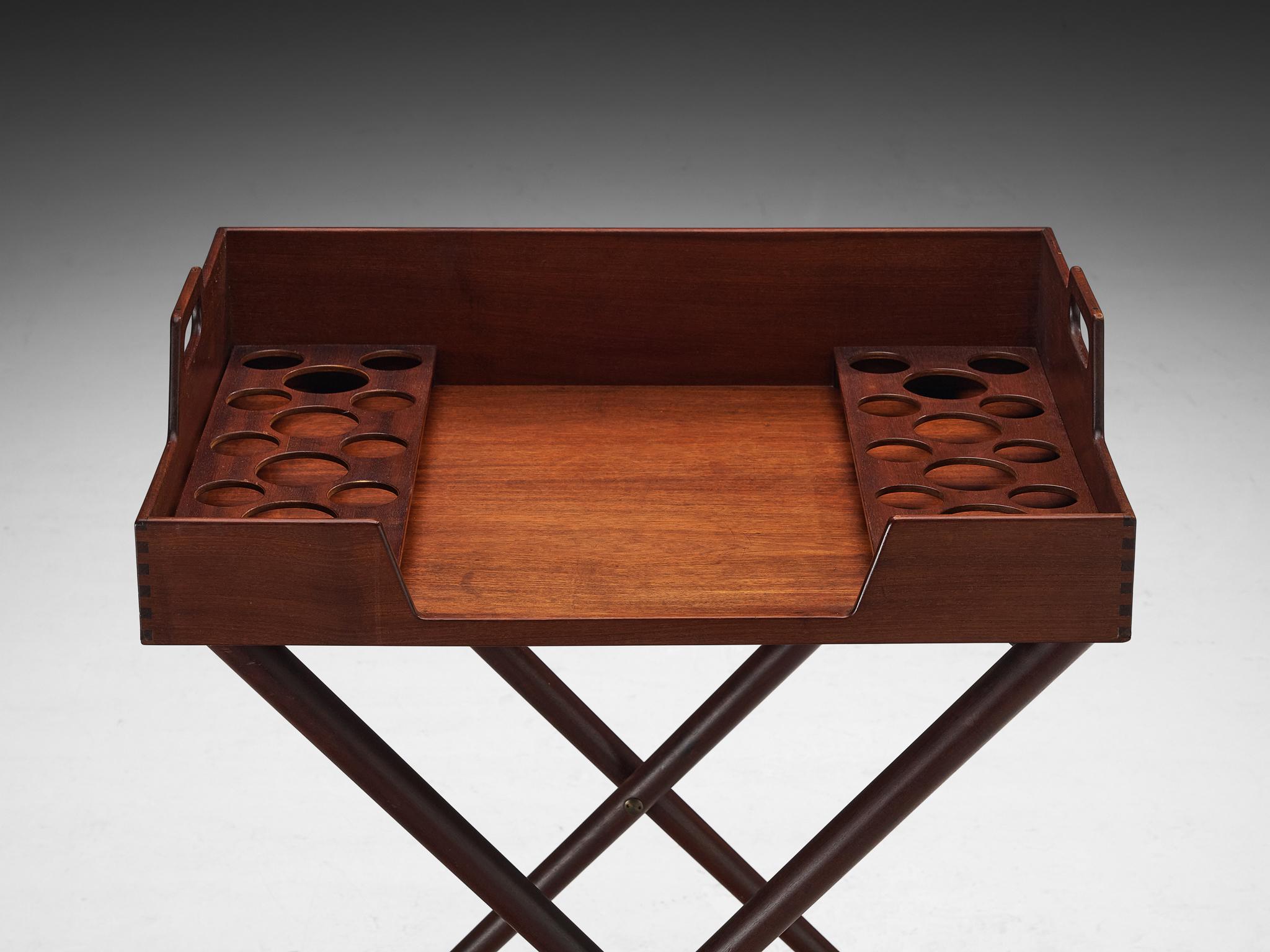 Scandinavian Modern Acton Bjørn Extremely Rare Tray Table in Teak and Brass  For Sale