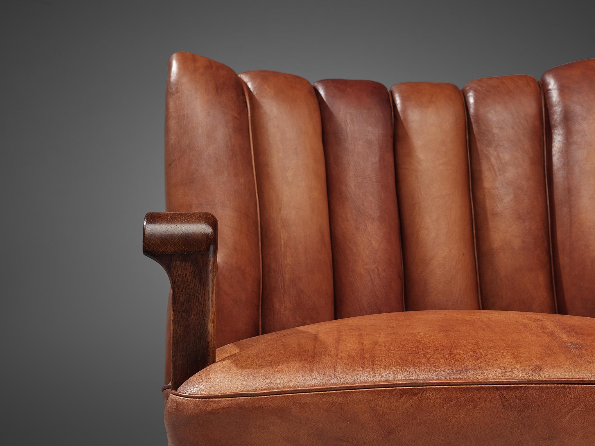 Acton Bjørn for A.J. Iversen Armchair in Patinated Niger Leather and Aged Oak 3
