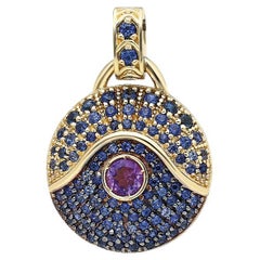 “Acu” Pavé Blue Sapphire and Amethyst Medallion Pendant