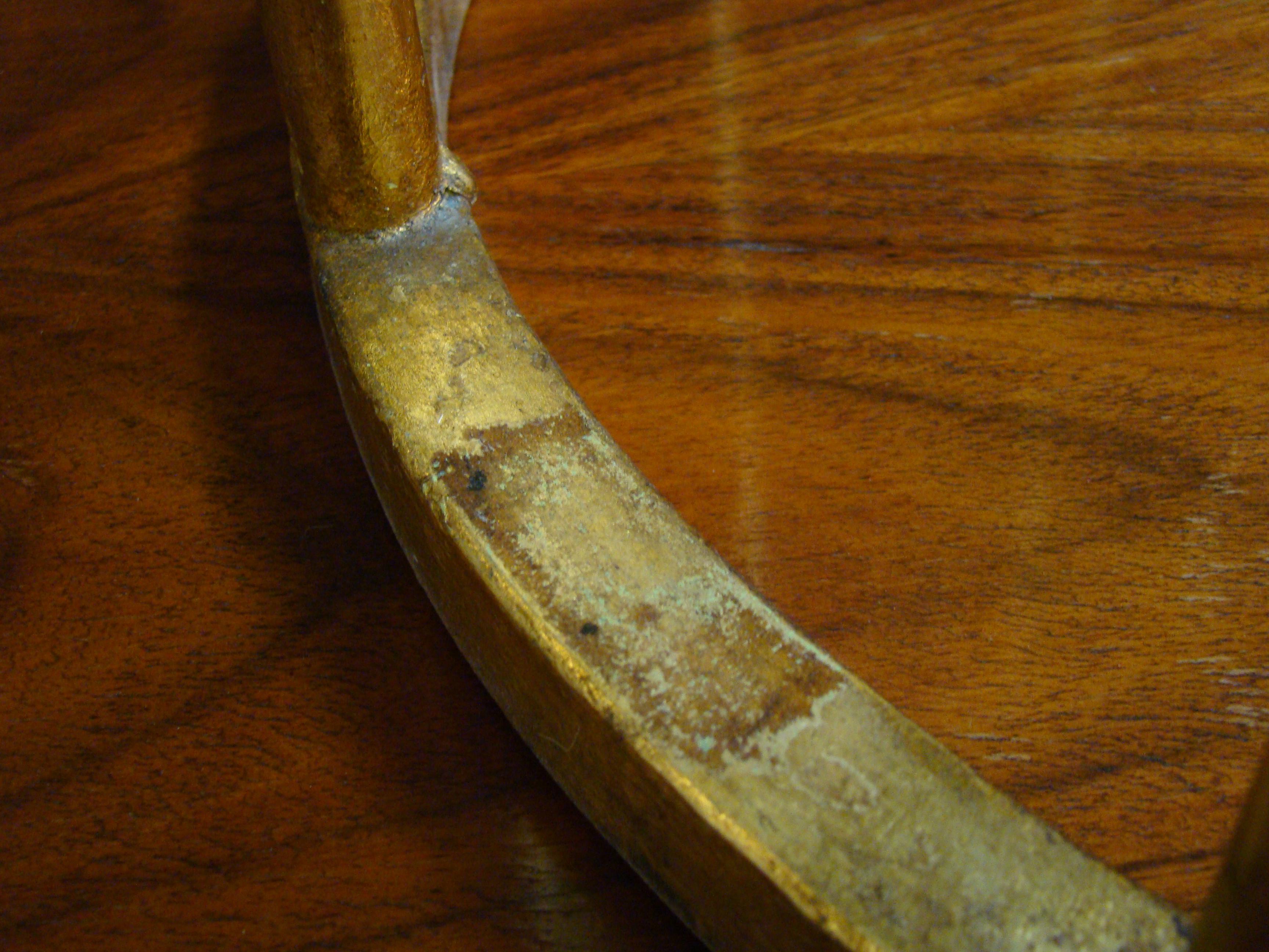 Aculpulco Style Gold Gilded Iron and Glass Side Table Attributed to Arturo Pani In Good Condition For Sale In Denver, CO