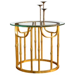 Aculpulco Style Gold Gilded Iron and Glass Side Table Attributed to Arturo Pani
