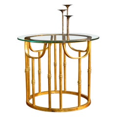 Aculpulco Style Gold Gilded Iron and Glass Side Table Attributed to Arturo Pani