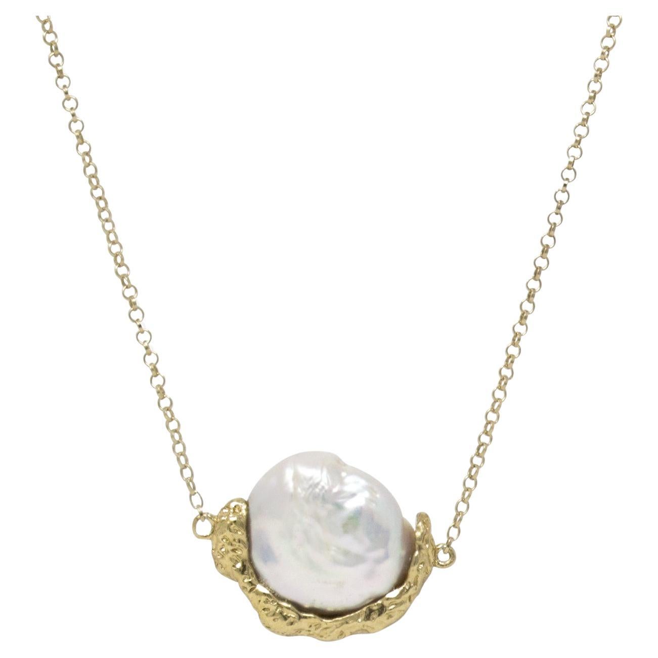 Ad Astra Gold-plated Pearl Necklace For Sale