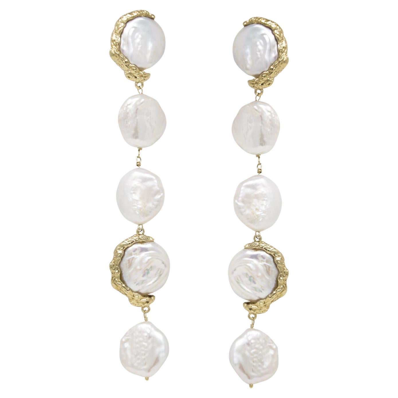 Ad Astra Gold-Plated Pearl Statement Earrings For Sale