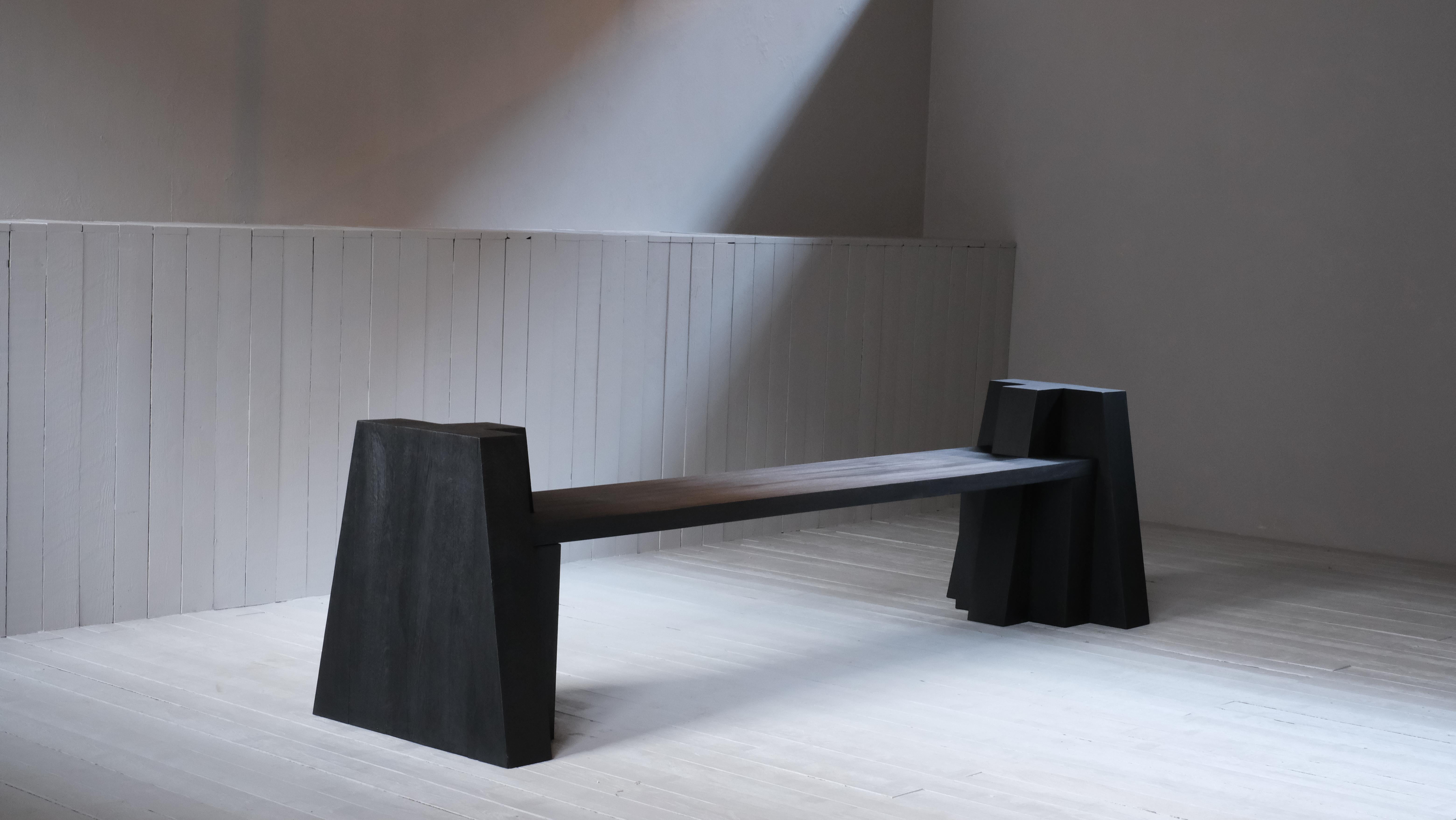 AD Bench in Iroko Wood by Arno Declercq For Sale 2