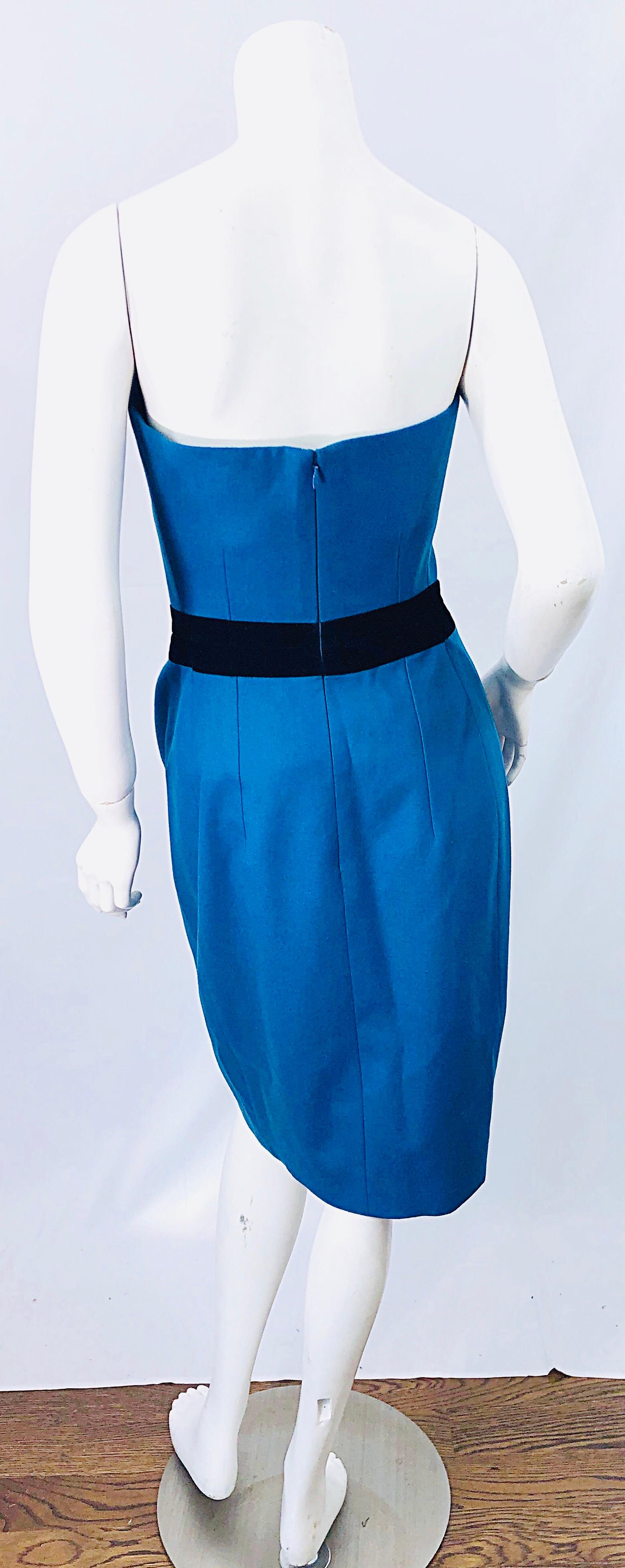 Ad Campaign Yves Saint Laurent YSL Fall / Winter 2008 Turquoise Blue Dress In Excellent Condition For Sale In San Diego, CA