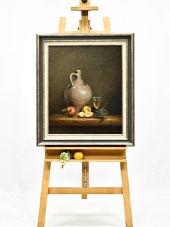 Wine and fruit still life - Ad de Roo (1959) - Dutch artist